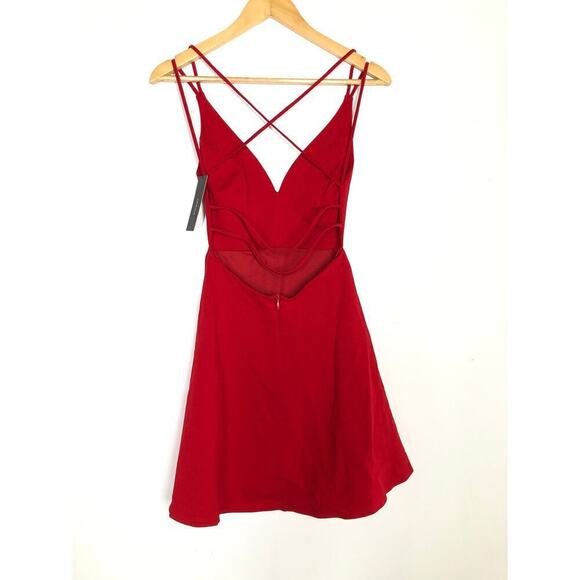 Lulus Believe in Love Dress Sleeveless Backless Skater Fit Flare Mini Red NWT S - Picture 3 of 9